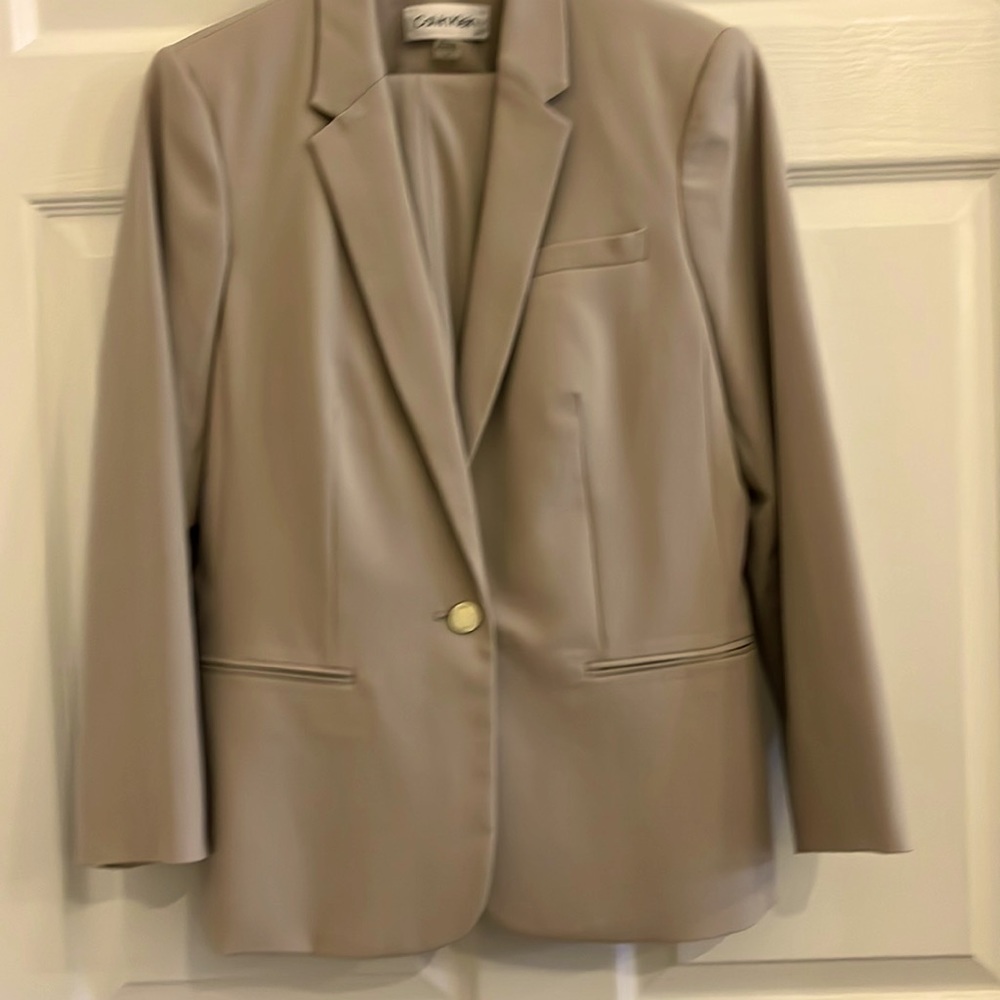 Tan classic pants suit